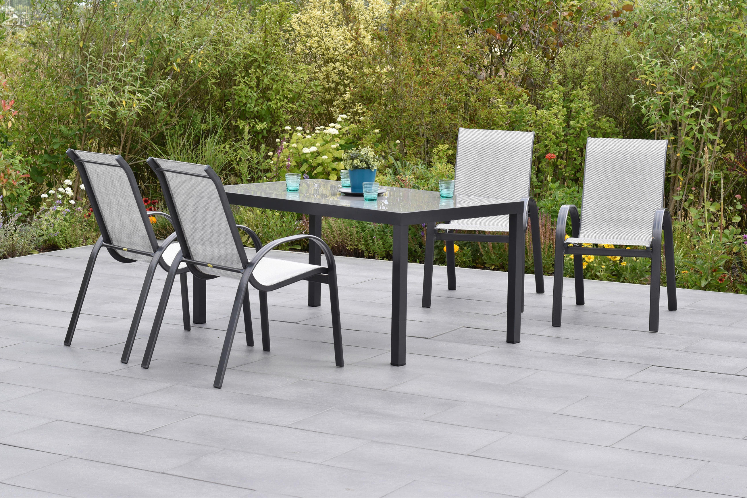 GARTENSET 5-teilig Aluminium  - Graphitfarben/Braun, MODERN, Kunststoff/Metall - Gardenson