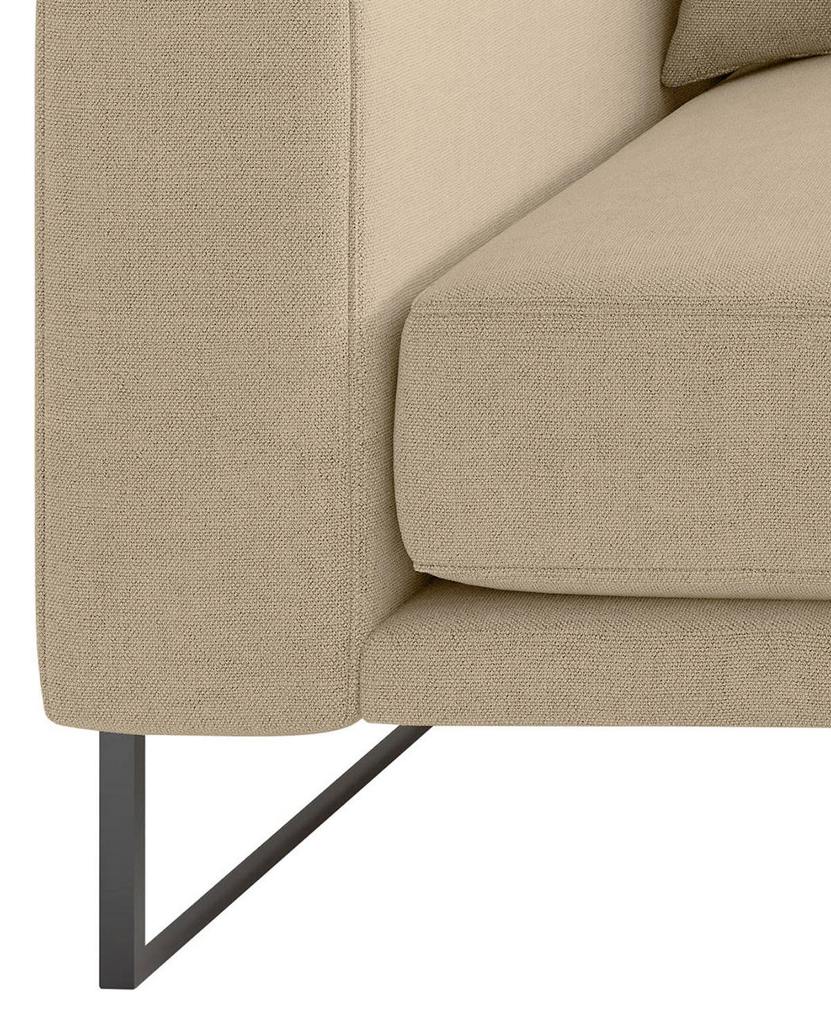 GRAND CANAPÉ in Webstoff Beige  - Beige/Schwarz, Design, Textil/Metall (150/283cm) - Livetastic
