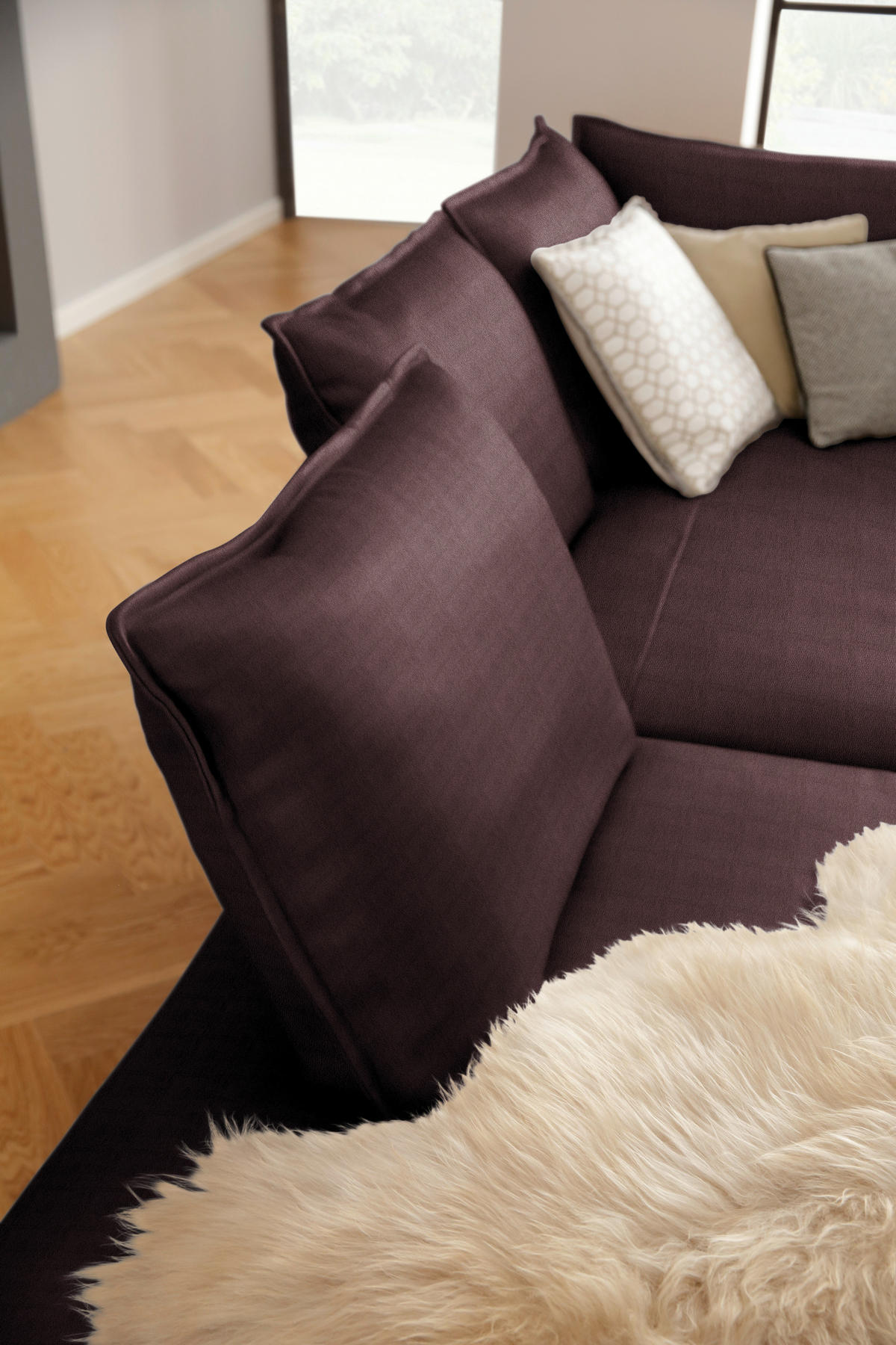 ECKSOFA in Echtleder Dunkelbraun  - Dunkelbraun/Schwarz, Design, Leder/Metall (272/340cm) - W.Schillig
