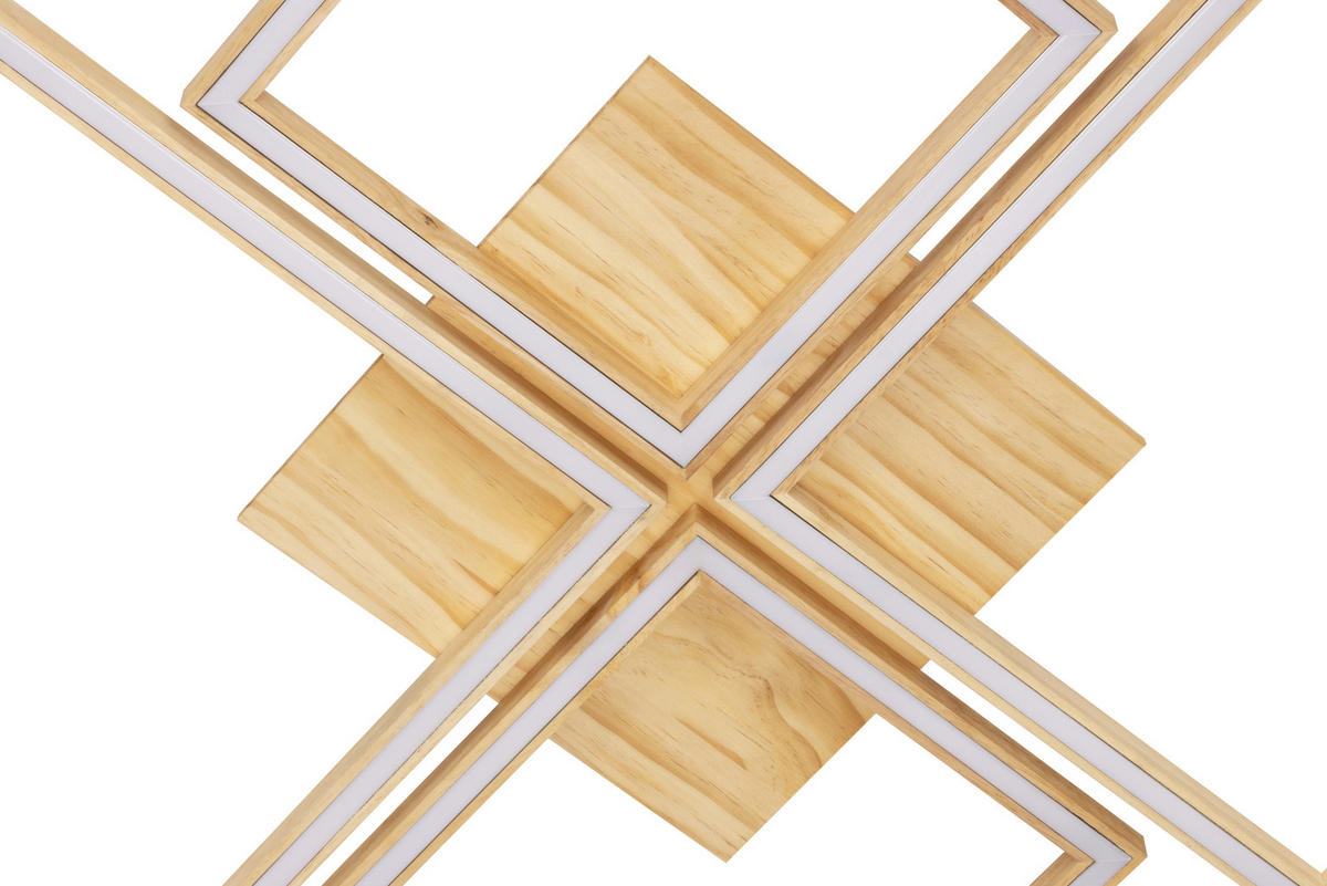 STROPNÍ LED SVÍTIDLO, 75,5/75,5/5 cm - bílá, Lifestyle, kov/dřevo (75,5/75,5/5cm) - Novel