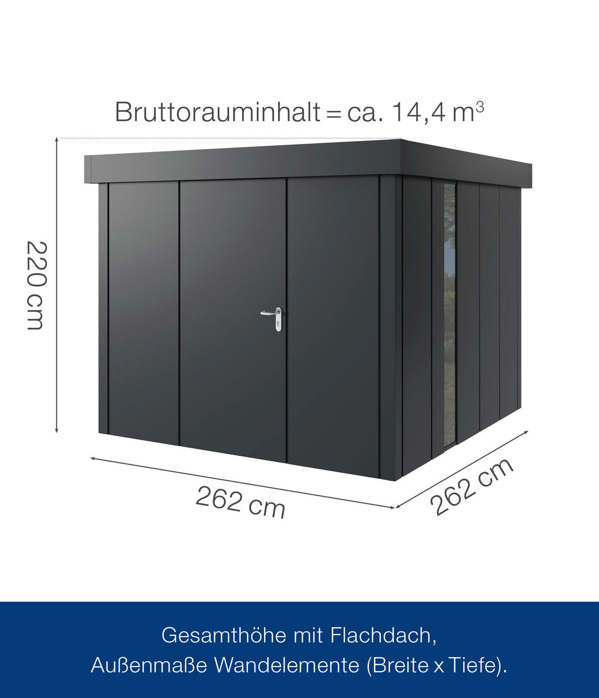 GERÄTEHAUS 277/220/277 cm  - Anthrazit, Basics, Metall (277/220/277cm)