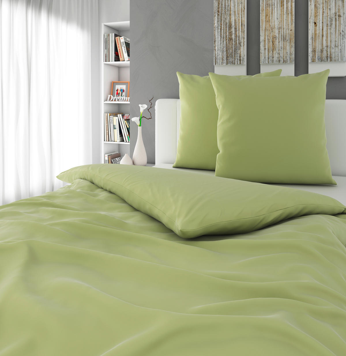BETTWÄSCHE Segesta Satin 200/200 cm  - Hellgrün, MODERN, Textil (200/200cm) - Novel