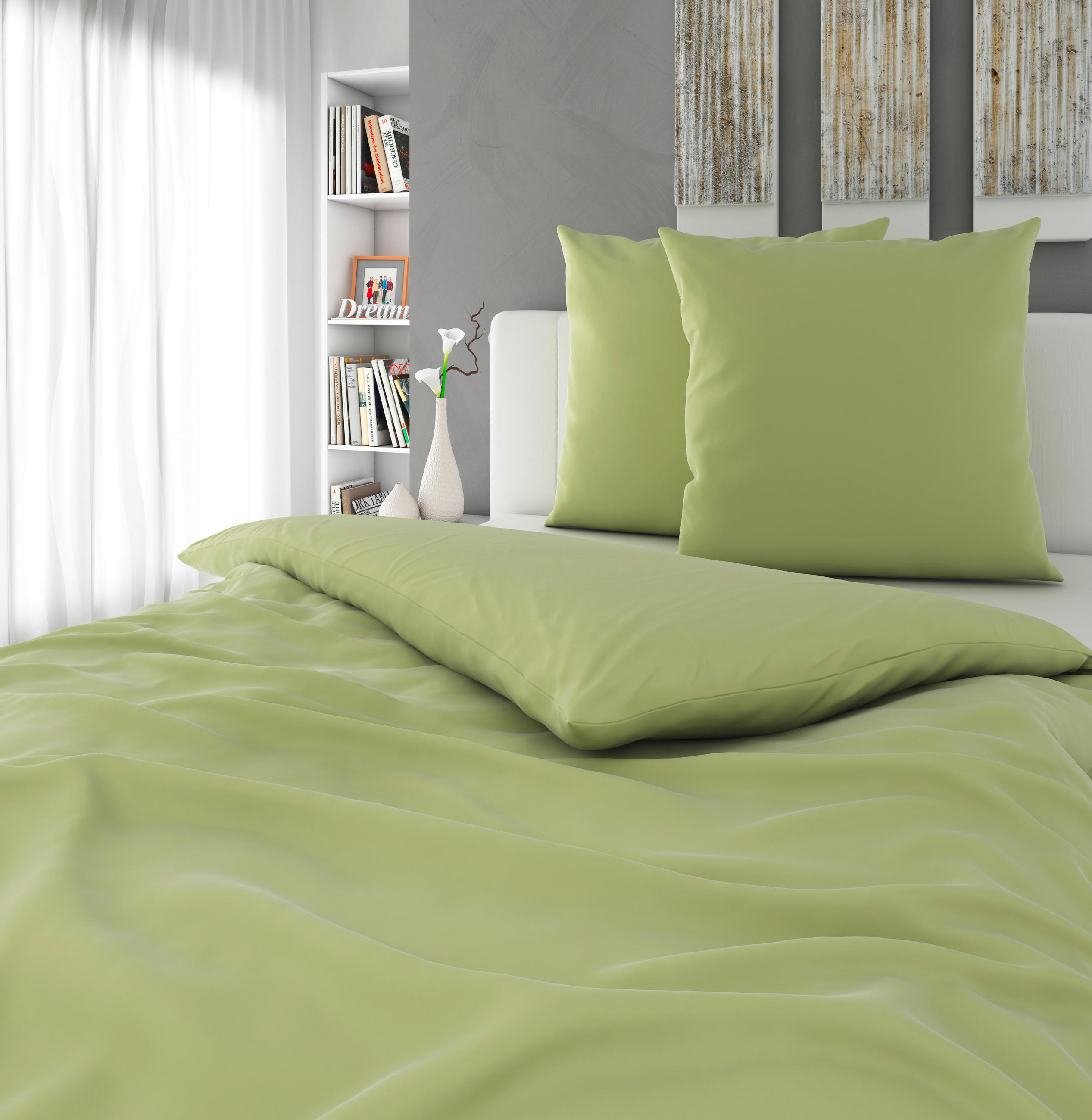 Thumbnail - Novel Bettwäsche Segesta, Hellgrün, Textil, Abstraktes, 200x200 cm, pflegeleicht, schadstoffgeprüft, Schlaftextilien, Be...