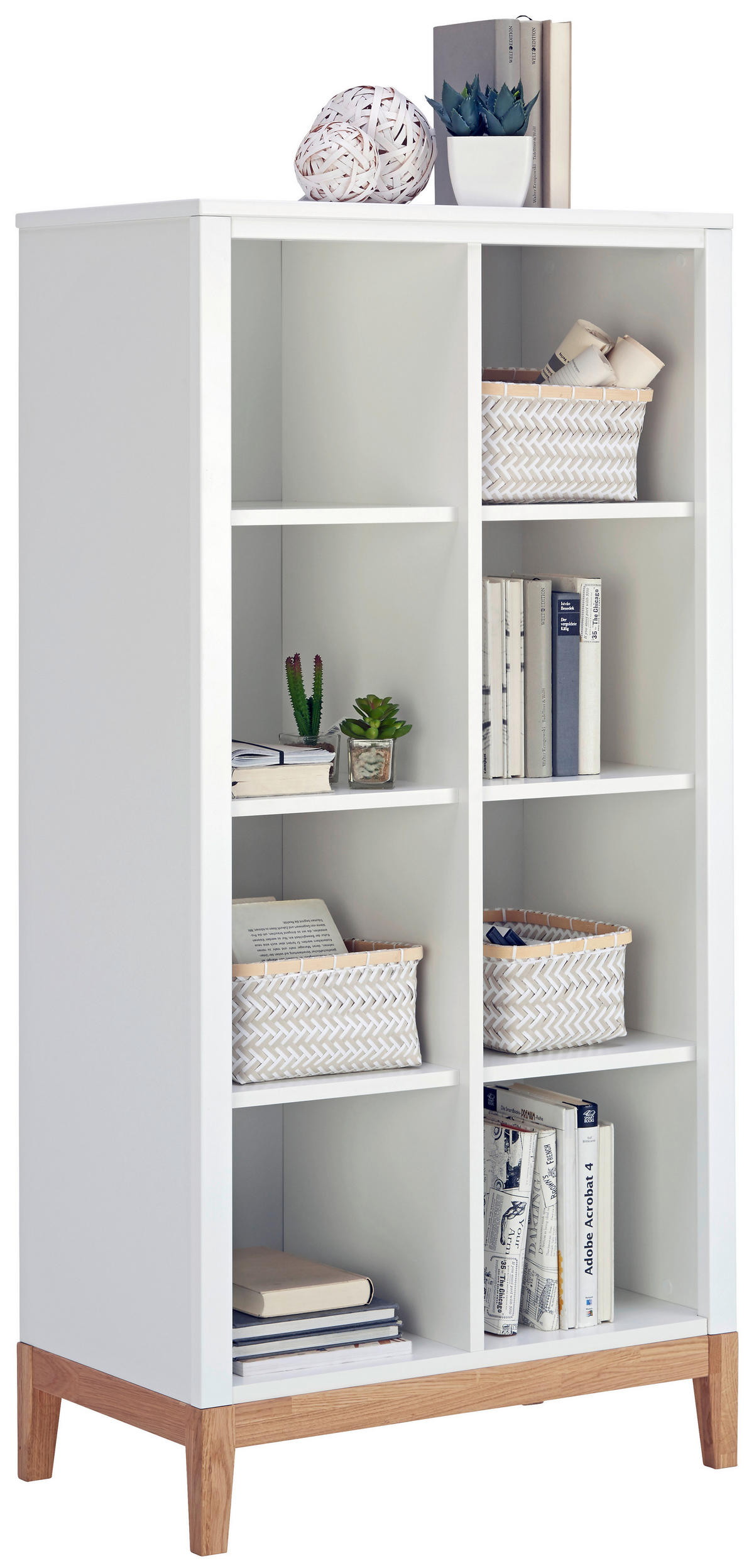 REGAL Eiche massiv Weiß, Eichefarben  - Eichefarben/Weiß, LIFESTYLE, Holz/Holzwerkstoff (70/140/40cm) - Stylife