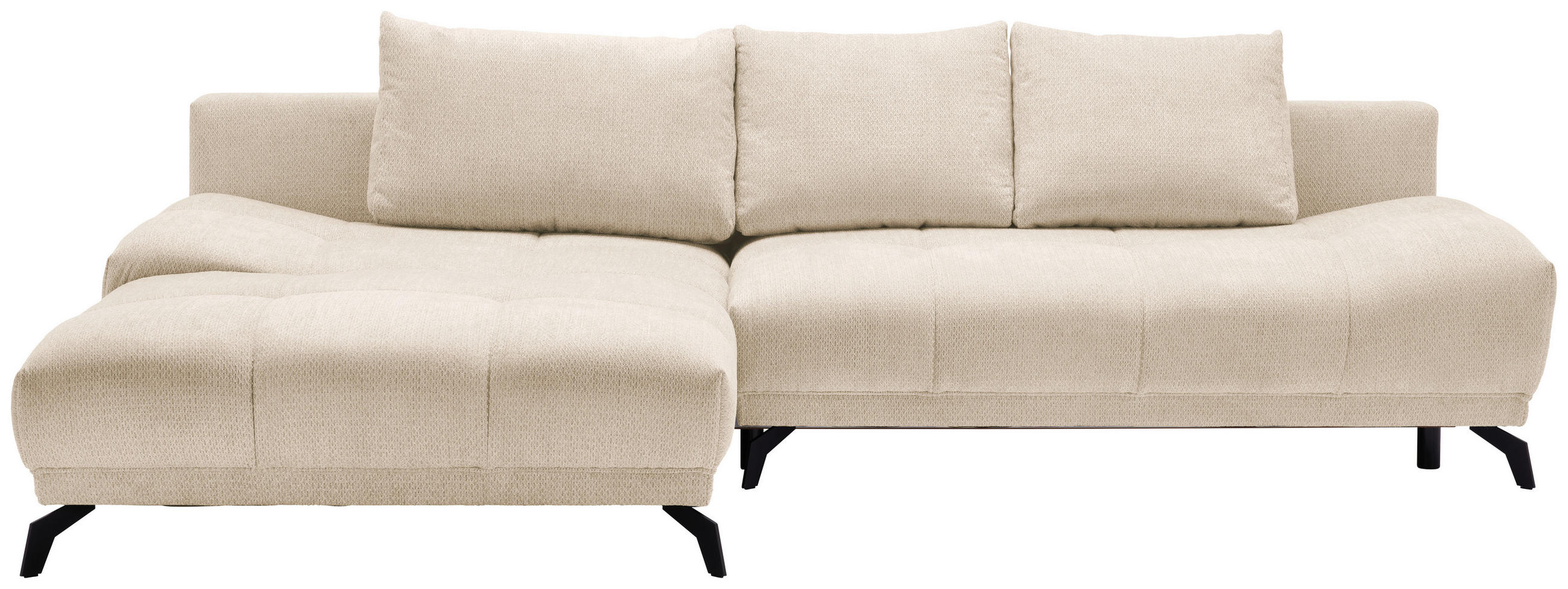 ECKSOFA in Chenille Creme  - Creme/Schwarz, MODERN, Textil/Metall (182/290cm) - Hom`in