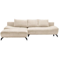 ECKSOFA in Chenille Creme  - Creme/Schwarz, Modern, Textil/Metall (182/290cm) - Hom`in