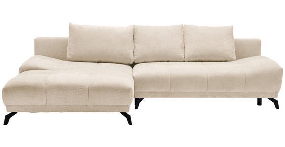 ECKSOFA in Chenille Creme  - Creme/Schwarz, MODERN, Textil/Metall (182/290cm) - Hom`in