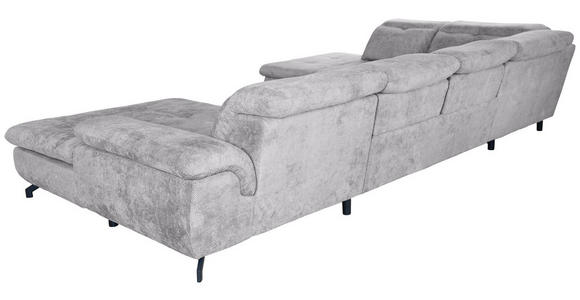 WOHNLANDSCHAFT Hellgrau Struktur  - Hellgrau/Schwarz, KONVENTIONELL, Textil/Metall (253/357/188cm) - Carryhome