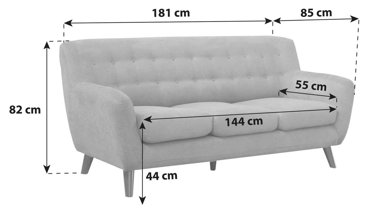 3-SITZER-SOFA Mikrofaser Schwarz, Dunkelgrau  - Dunkelgrau/Schwarz, MODERN, Holz/Textil (181/82/85cm) - MID.YOU