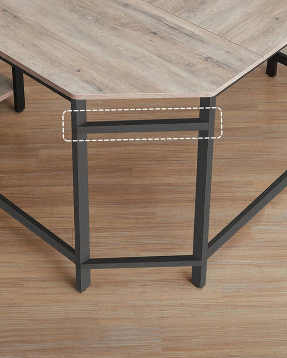 ECKSCHREIBTISCH 138/138/76 cm  in Schwarz, Eiche grau  - Eiche grau/Schwarz, Basics, Holzwerkstoff/Metall (138/138/76cm) - Boxxx