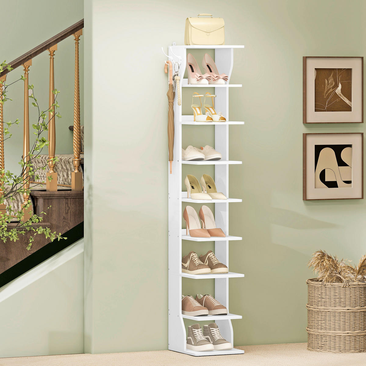 SCHUHREGAL Weiß  - Weiß, Trend, Holzwerkstoff (26,4/147/30cm) - Boxxx