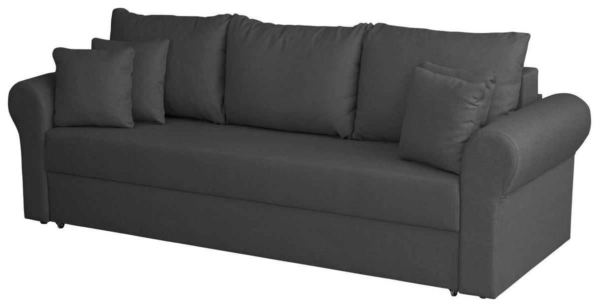 SCHLAFSOFA in Flachgewebe Grau  - Schwarz/Grau, Design, Kunststoff/Textil (235/75/90cm) - P & B