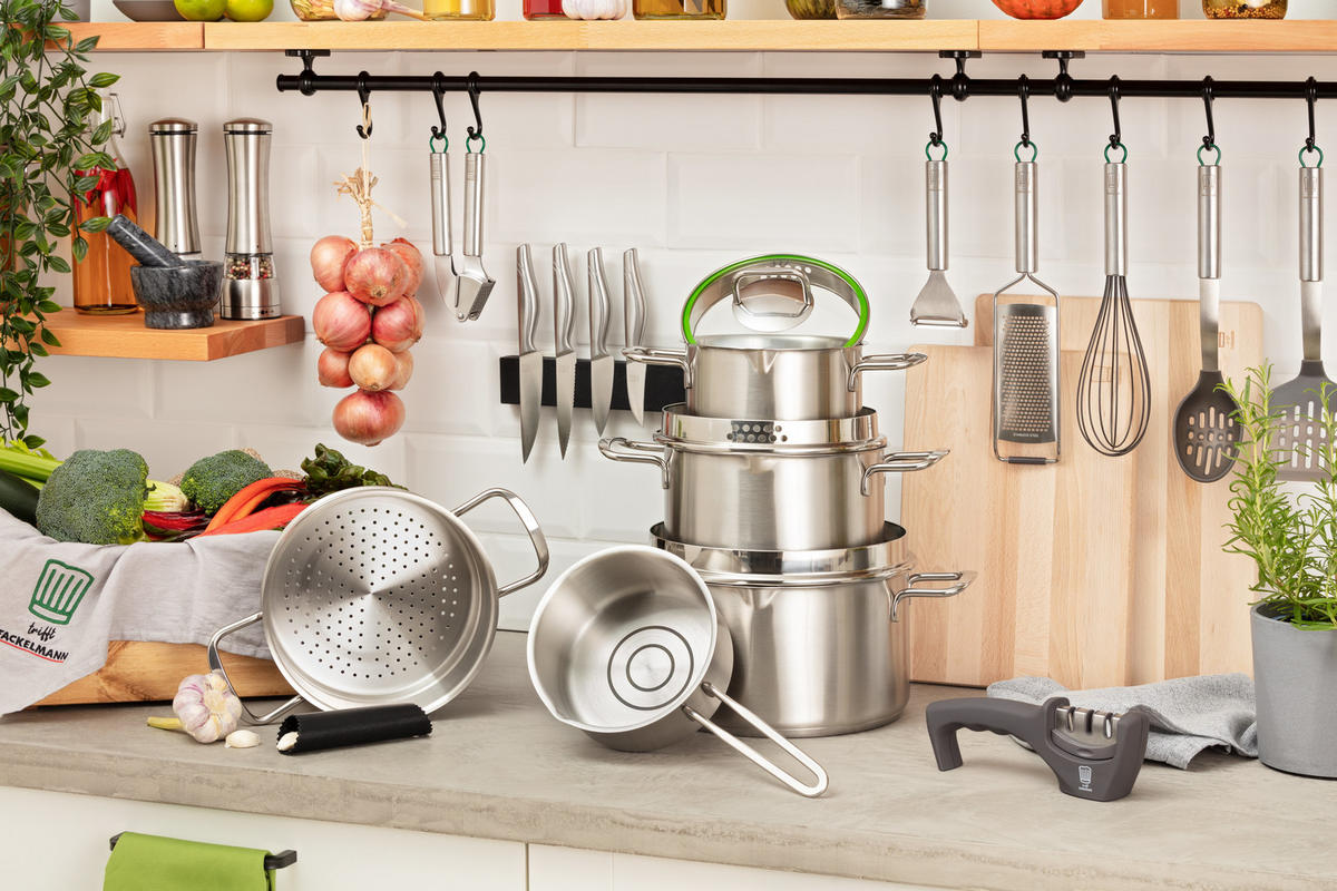 FLEISCHTOPF München 3 L  - Edelstahlfarben, KONVENTIONELL, Glas/Metall (20cm) - Chefkoch+Fackelmann