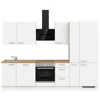 KÜCHENBLOCK 300 cm   in Weiß, Eichefarben  - Edelstahlfarben/Eichefarben, MODERN, Holzwerkstoff/Metall (300cm) - Nobilia