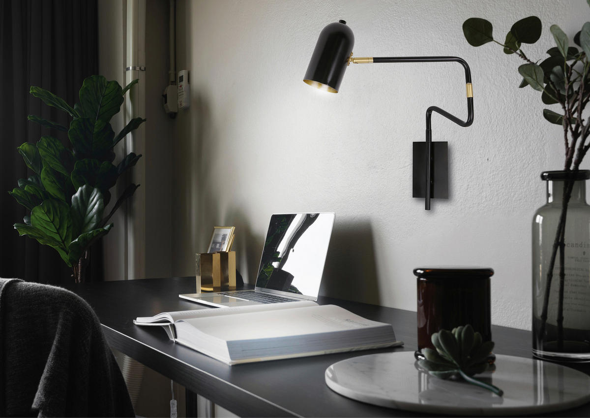 VÄGGLAMPA 8/51/39 cm   - svart, Basics, metall (8/51/39cm)