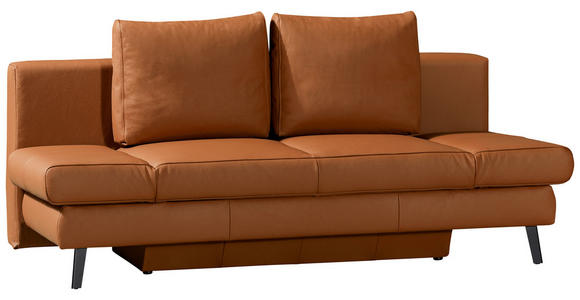 SCHLAFSOFA in Echtleder Braun  - Schwarz/Braun, Design, Leder/Metall (200/85/90cm) - Novel