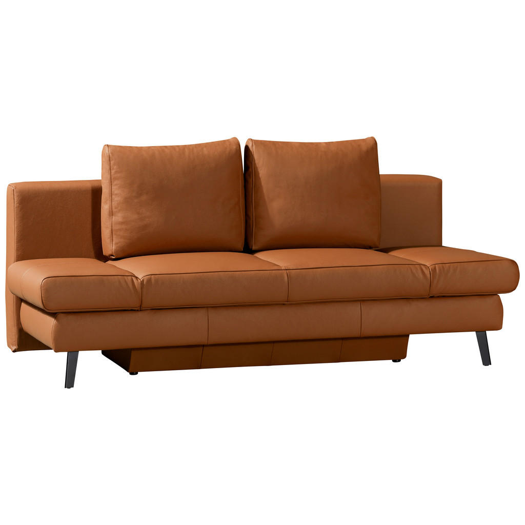 Thumbnail - Novel Schlafsofa, Braun, Leder, Echtleder, Rindleder, Uni, 2-Sitzer, 200x85x90 cm, Lederauswahl, Schlafen auf Sitzhöhe, ...