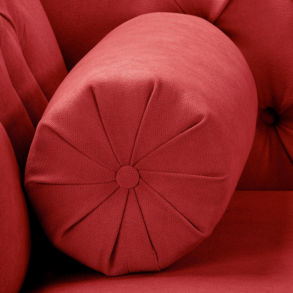 RÉCAMIERE Pako in Mikrofaser Rot  - Rot/Braun, Design, Holz/Textil (185/93/75cm) - Livetastic