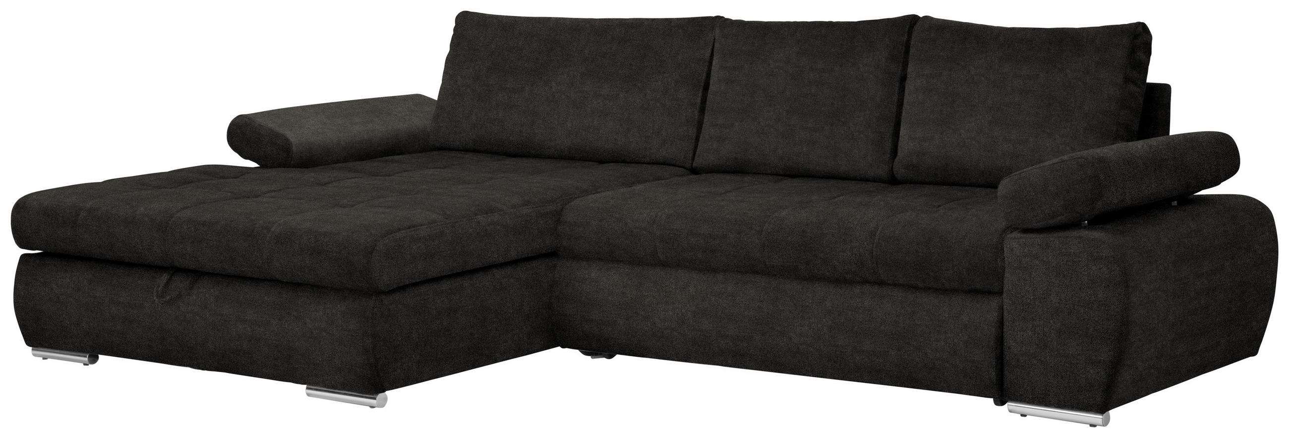 WOHNLANDSCHAFT in Plüsch Graubraun - Chromfarben/Graubraun, Design, Kunststoff/Textil (173/294cm) - Carryhome