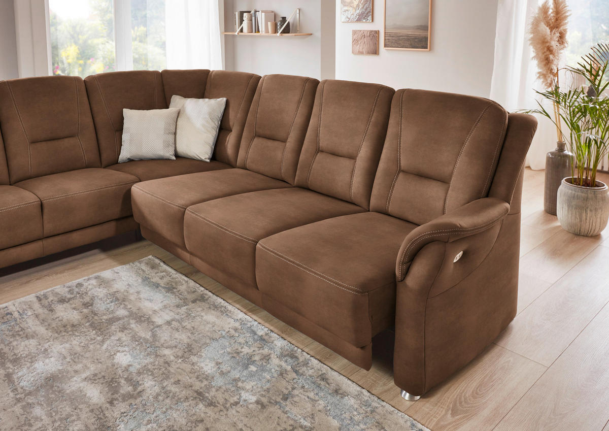 ECKSOFA in Mikrofaser Hellbraun  223/275 cm  - Hellbraun/Beige, KONVENTIONELL, Textil/Metall (223/275cm) - Beldomo Comfort