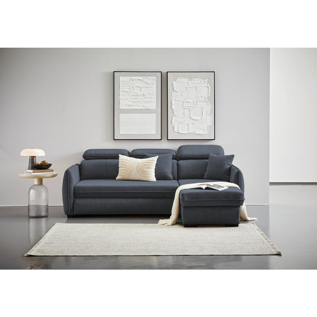 Thumbnail - Carryhome Ecksofa, Dunkelgrau, Textil, 3-Sitzer, Ottomane rechts, seitenverkehrt montierbar, L-Form, 237x182 cm, Stoffau...