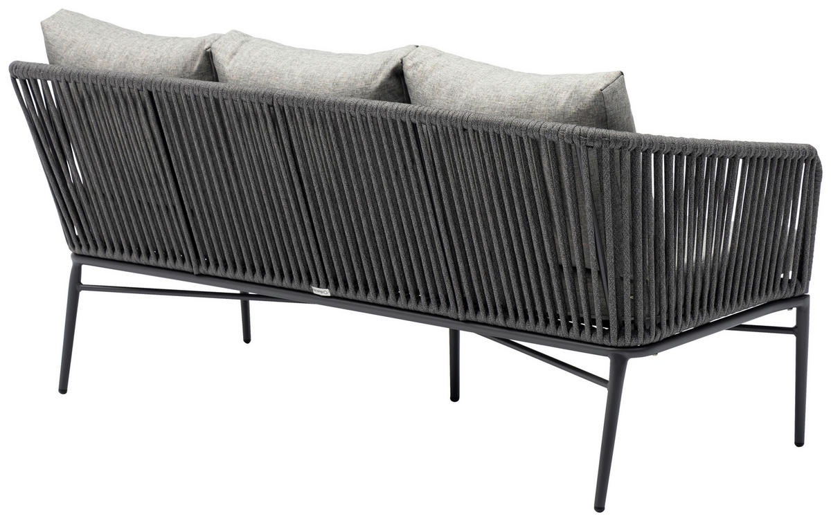 LOUNGEGARNITUR Aluminium  - Dunkelgrau/Anthrazit, MODERN, Kunststoff/Metall (185/65/75cm) - Ambia Garden