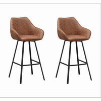 BARHOCKER-SET Mikrofaser Cognac Sitzfläche 180° drehbar, automatische Rückholfunktion  - Cognac/Schwarz, MODERN, Textil/Metall (55/109/57cm) - MID.YOU