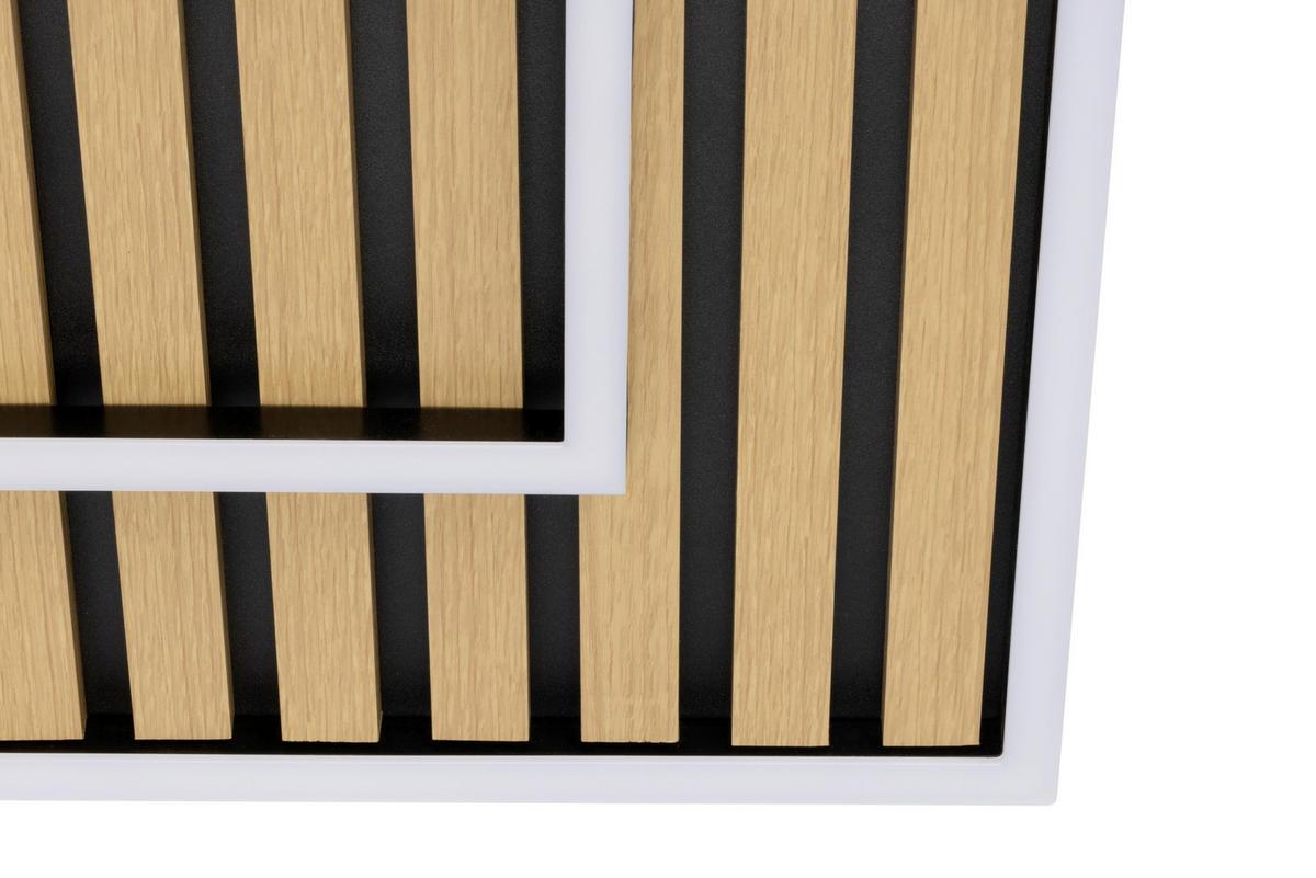 LED-DECKENLEUCHTE 50/50/6 cm   - Schwarz, Design, Holz/Kunststoff (50/50/6cm) - Novel