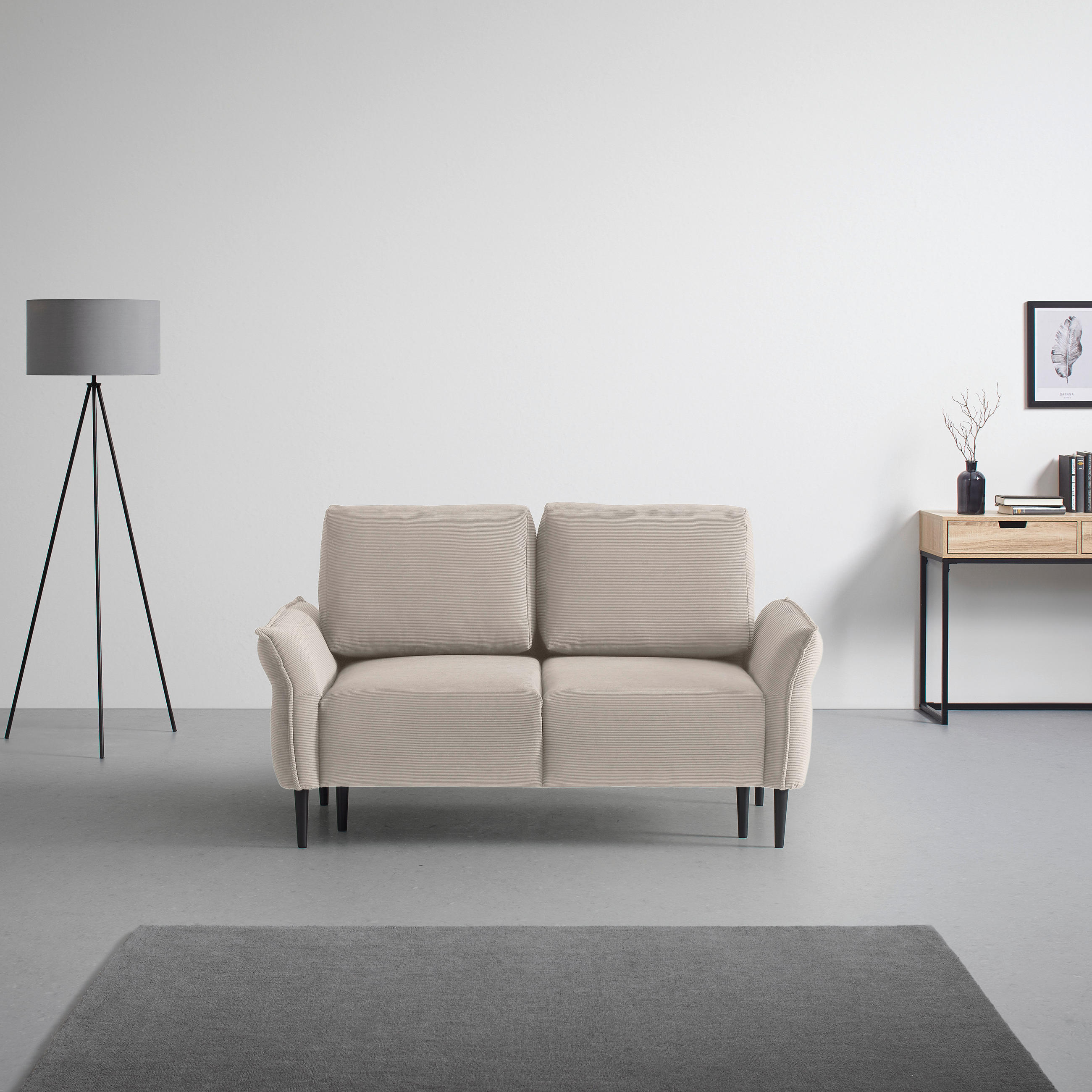 2-SITS SOFFA i textil taupe  - svart/taupe, Modern, trä/textil (150/85/92cm) - MID.YOU