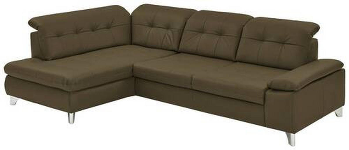 ECKSOFA in Echtleder Grün  - Grün, Basics, Leder/Metall (211/309cm) - Beldomo Speed
