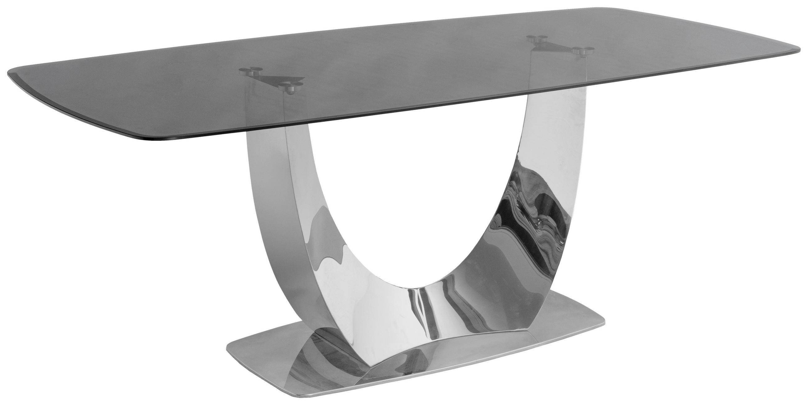 ESSTISCH 200/95/76 cm  Metall, Glas rechteckig Chromfarben, Dunkelgrau  - Chromfarben/Dunkelgrau, Design, Glas/Metall (200/95/76cm) - Milino