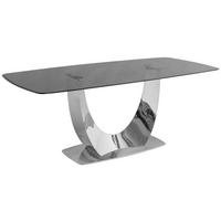 ESSTISCH 200/95/76 cm  Metall, Glas rechteckig Chromfarben, Dunkelgrau  - Chromfarben/Dunkelgrau, Design, Glas/Metall (200/95/76cm) - Milino