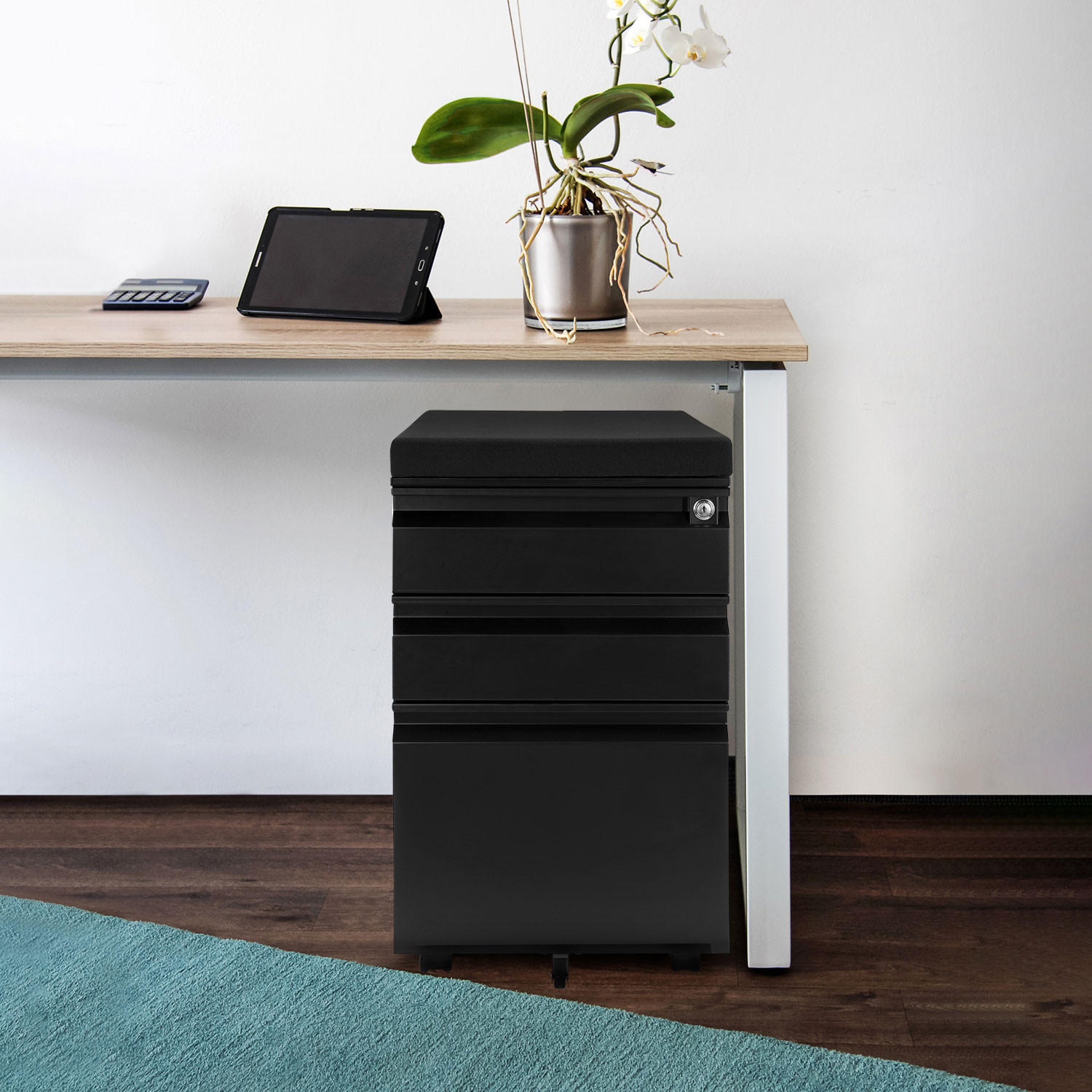 ROLLCONTAINER Schwarz  - Schwarz, MODERN, Kunststoff/Metall (39/60/50cm) - MID.YOU