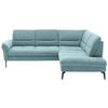 ECKSOFA in Webstoff Türkis  - Türkis/Schwarz, Design, Textil/Metall (256/206cm) - Beldomo System