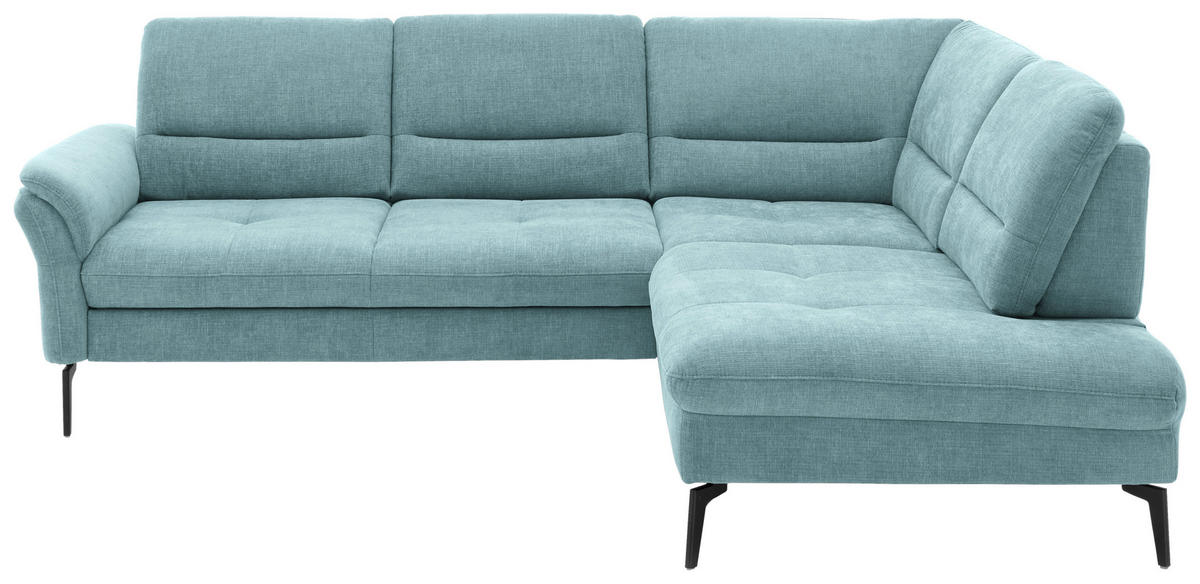 ECKSOFA in Webstoff Türkis  256/206 cm  - Türkis/Schwarz, Design, Textil/Metall (256/206cm) - Beldomo System