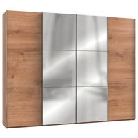 GARDEROB MED SKJUTDÖRRAR 300/236/65 cm 4-dörrar - kromfärg/ekfärgad, Modern, metall/trämaterial (300/236/65cm) - MID.YOU