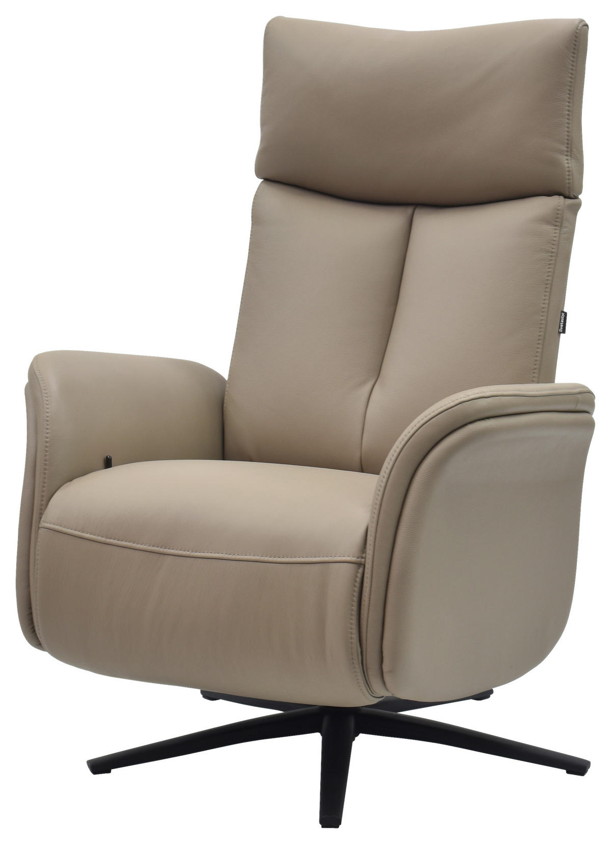 RELAXSESSEL Echtleder    - Schwarz/Grau, Design, Leder/Holz (75/109/84/148/84cm) - Livetastic