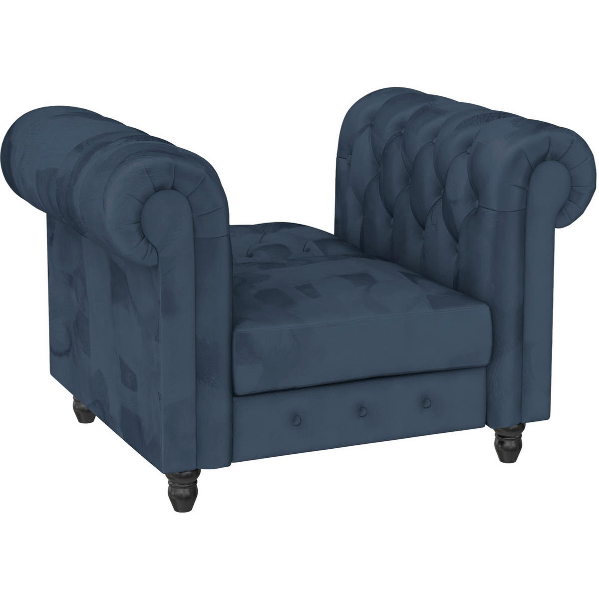 SESSEL in Velours Blau  - Blau/Schwarz, Basics, Holz/Textil (111/83/87cm) - Livetastic