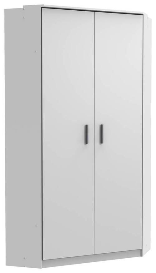 ECKKLEIDERSCHRANK 2-türig Weiß  - Alufarben/Weiß, KONVENTIONELL, Holzwerkstoff/Kunststoff (95/199/95cm) - Carryhome