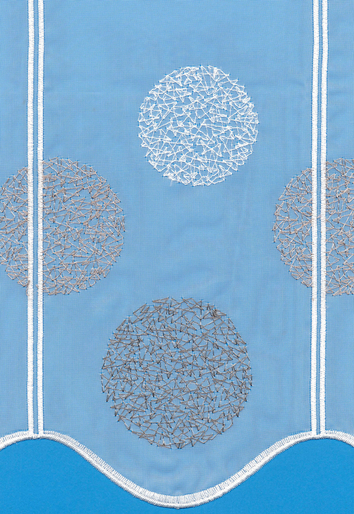 KURZGARDINE   80/45 cm   - Weiß/Grau, KONVENTIONELL, Textil (80/45cm)