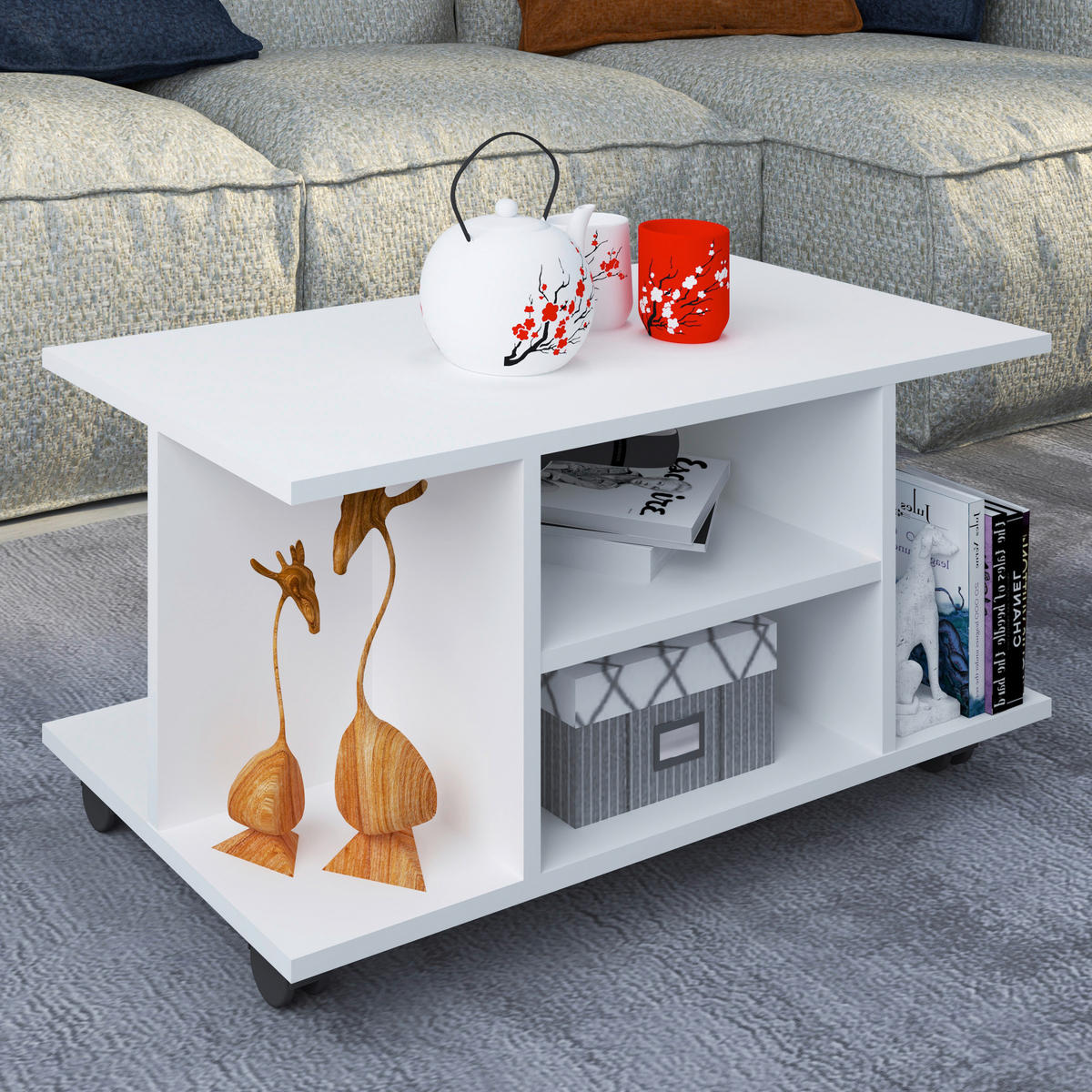 COUCHTISCH in Holzwerkstoff  - Weiß, MODERN, Holzwerkstoff/Kunststoff (80/40/40cm) - MID.YOU
