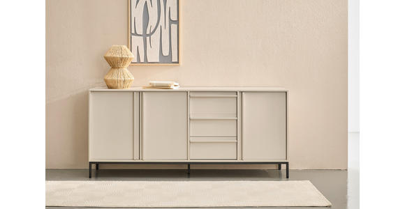 SIDEBOARD WABI 180/81/40 cm 3 Schublade(n)  - Hellgrau/Schwarz, Design, Holz/Holzwerkstoff (180/81/40cm) - Xora