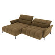 ECKSOFA Olivgrün Flachgewebe Rücken echt, Kopfteilverstellung, Sitztiefenverstellung  - Schwarz/Olivgrün, KONVENTIONELL, Textil/Metall (175/272cm) - Carryhome