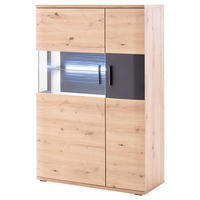 HIGHBOARD Kigali 90/134/37 cm  - Klar/Eichefarben, Design, Glas/Holzwerkstoff (90/134/37cm) - Livetastic