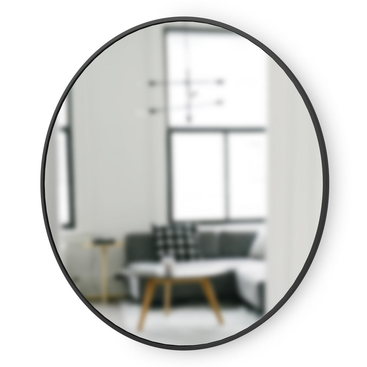 WANDSPIEGEL 94/94/3 cm    in rund  - Schwarz, KONVENTIONELL, Glas/Kunststoff (94/94/3cm) - Umbra
