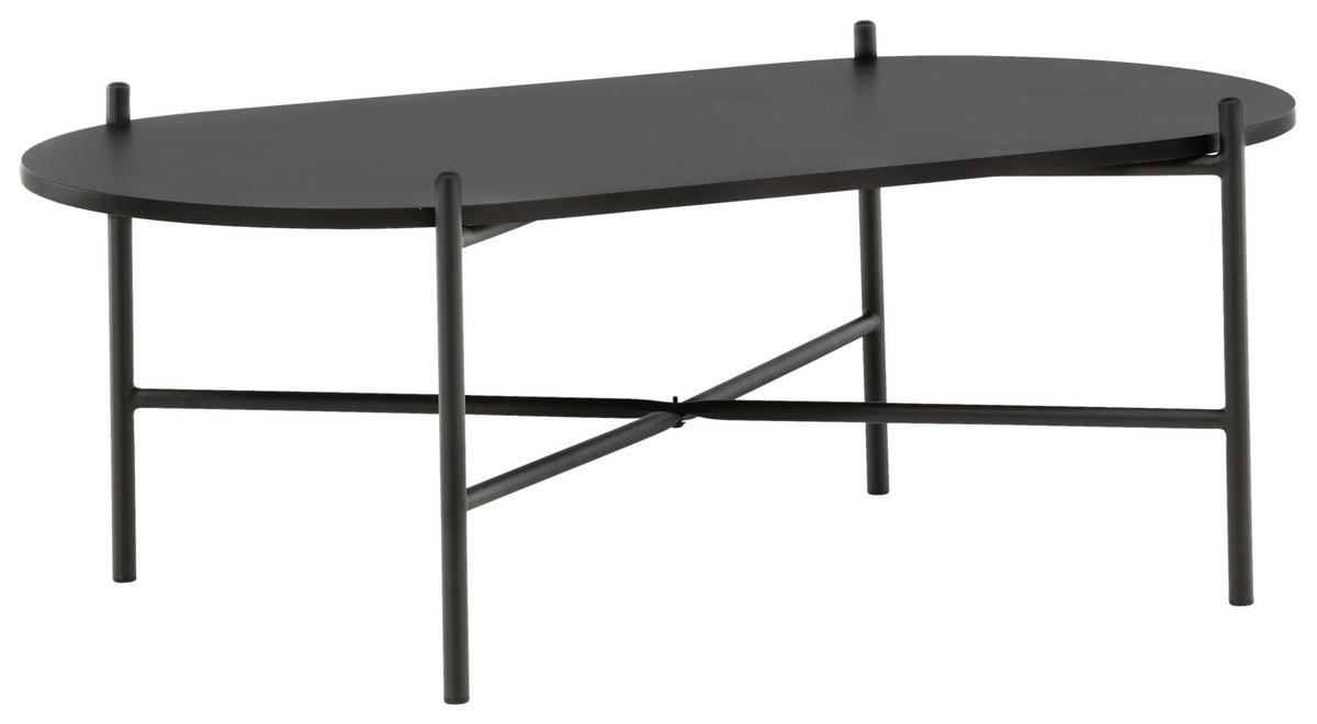 COUCHTISCH 120/60/45 cm oval Schwarz  - Schwarz, Design, Holzwerkstoff/Metall (120/60/45cm) - Livetastic