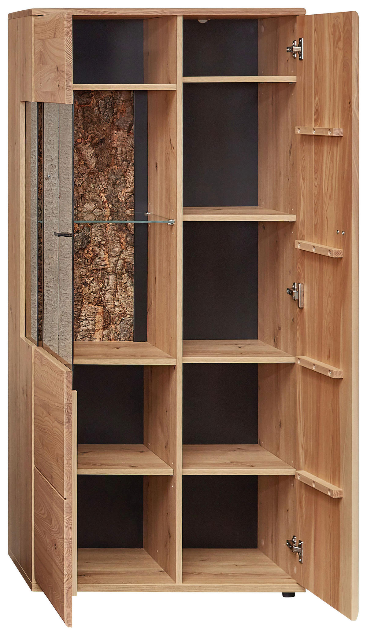 VITRINE Braun, Eschefarben, Eiche Artisan  75/163/40 cm  - Anthrazit/Eschefarben, Natur, Glas/Naturmaterialien (75/163/40cm) - Linea Natura