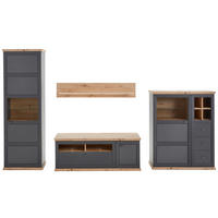 VIACDIELNA OBÝVACIA STENA, antracitová, farba duba - farba duba/antracitová, Konventionell, kov/kompozitné drevo (329,4/209/50,3cm) - Hom`in