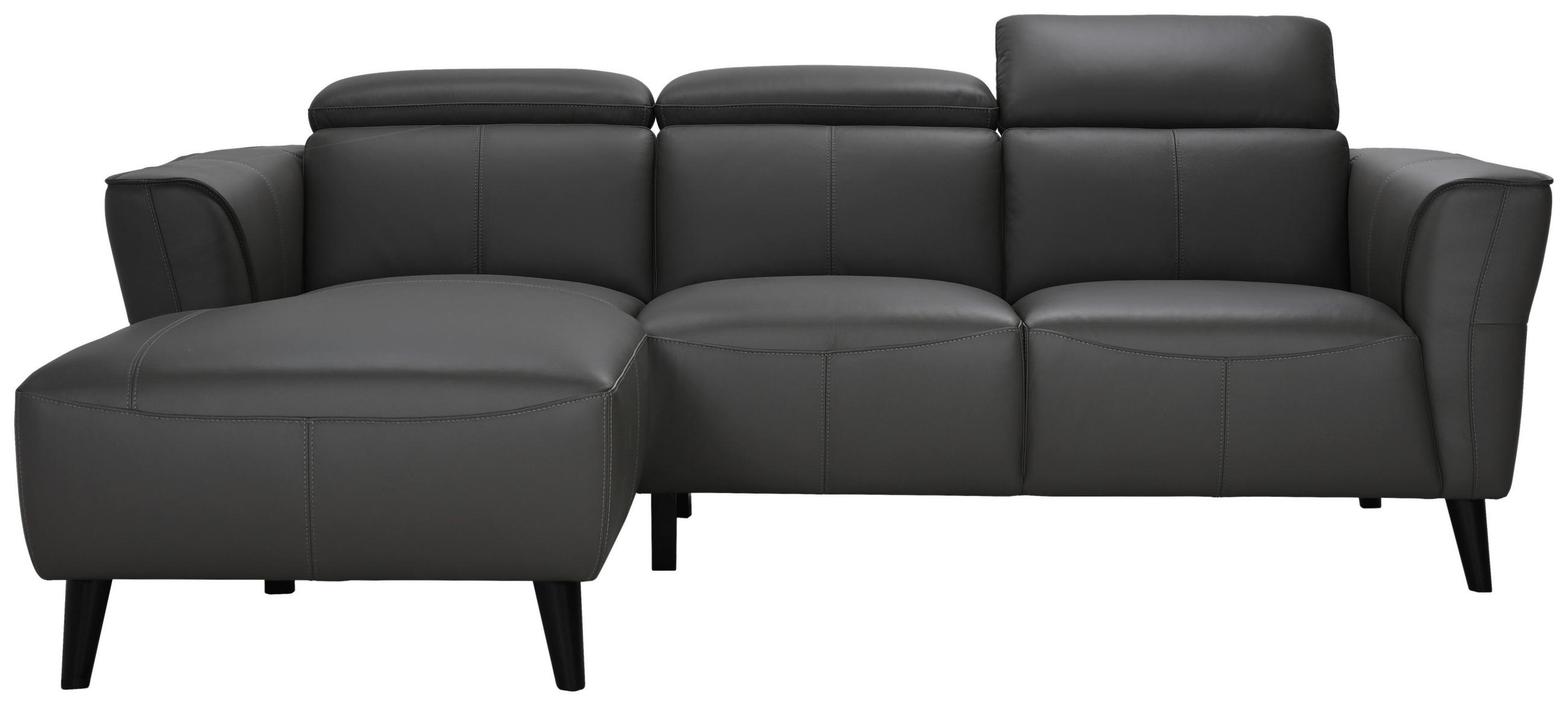 ECKSOFA Grau Echtleder  - Grau, KONVENTIONELL, Leder (223/92,5/173cm) - MID.YOU