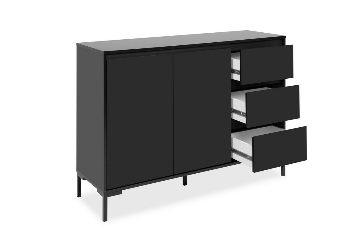 KOMMODE , 120/87/40 cm, 3 Schublade(n)  - Schwarz, Design, Holzwerkstoff (120/87/40cm) - MID.YOU